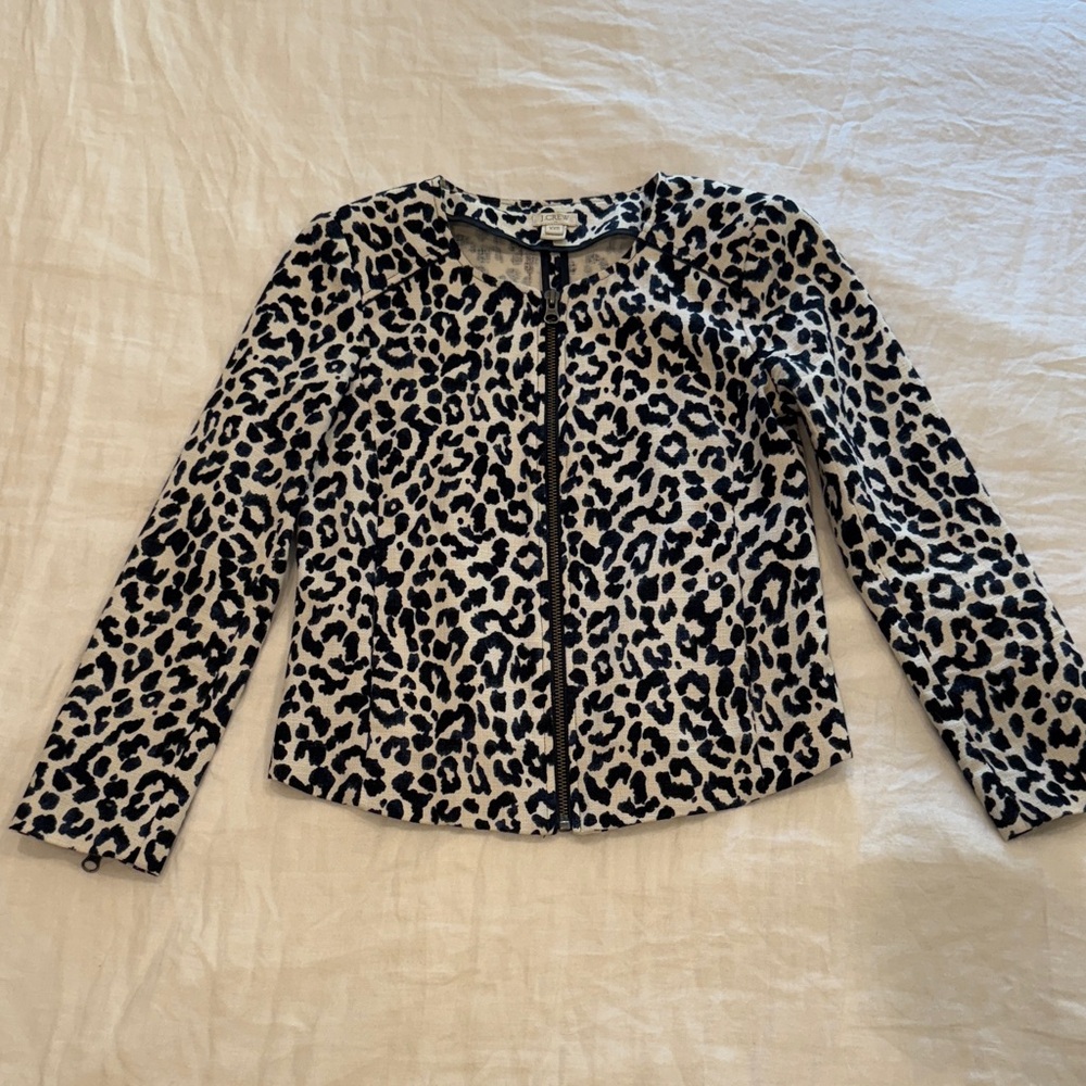 J. Crew Leopard Print Zip-Up Jacket